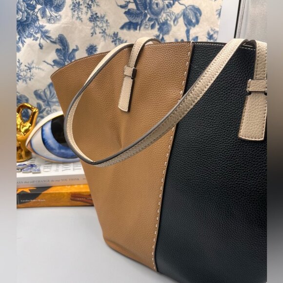 Tory Burch Two-Tone Black and Tan Tote - Picture 12 of 16